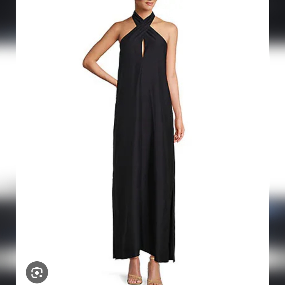 Antonio Melani Sondra Halter lovell blend Maxi Dress. Black Size L NWT